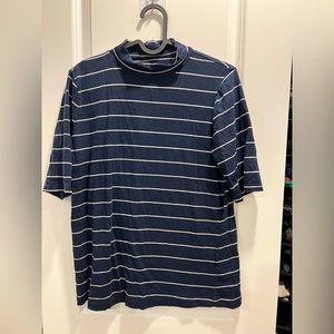Turtleneck short sleeve T-shirt/tee white strip from Banana Republic